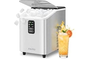 Aeitto Ice Maker Countertop 26lbs/24H, Ice Machine 8 Ice Cubes Ready in 6 Mins, 2 Sizes of Bullet Ice Portable Ice Makers wit