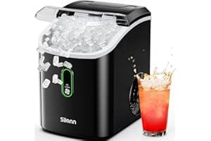 Silonn Nugget Ice Maker Countertop, Pellet Ice Machine with Self-Cleaning Function, Sonic Ice Maker Produces 33lbs of Chewabl