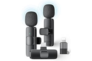 2 Pack Wireless Lavalier Microphone for iPhone iPad and Android Phone, Lapel Mic Plug and Play Wireless Mic Noise Reduction M