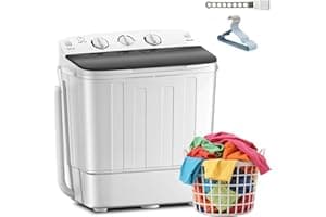 Erivess Portable Twin Tub 18lbs Washing Machine with Drying Rack and 10 Hangers, 11lbs Washer Mini Compact Laundry Machine wi