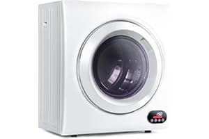 Euhomy Compact Laundry Dryer, 3.5 cu ft Front Load Stainless Steel Clothes Dryers With Exhaust Pipe, 1500W, LCD Control Panel