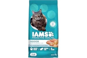 IAMS Proactive Health Indoor Weight Control & Hairball Care Adult Dry Cat Food, Chicken & Turkey Recipe, 7 lb. Bag