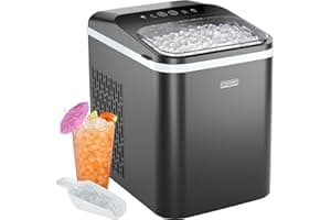 Iceman Compact Pebble Ice Machine, Countertop Nugget Ice Maker Produces Chewable Pellet Ice in 8 Minutes, Makes 26lbs/Day, On