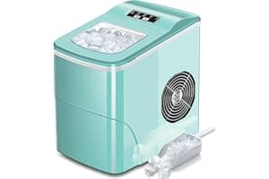 AGLUCKY Ice Makers Countertop with Self-Cleaning, 26lbs/24hrs, 9 Cubes Ready in 6 Mins, Portable Ice Machine with 2 Sizes/Sco