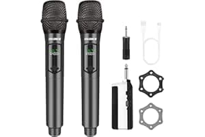 talomen Wireless Microphone,Professional Dual Handheld Cordless Dynamic Mic System with Rechargeable Receiver(160 Ft),Karaoke