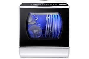 AIRMSEN Portable Countertop Dishwashers, 5 Washing Programs Mini Dishwashers with 5 L Built-in Water Tank and Double-layered 