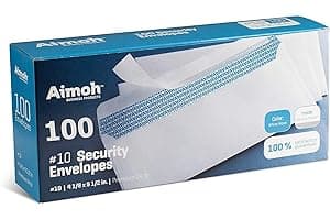 Aimoh #10 Sobres de Seguridad Autocierre – 100 Cantidad | Sin Ventana, EnveGuard, 4⅛ x 9½", Blanco, 24 LB, 100 Contenido (34100)