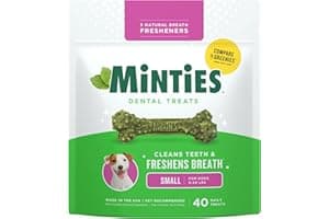 Minties Dog Dental Bone Treats, Tiny/Small Dental Dog Treats, 16 Ounces, Cleans Teeth, Fight Bad Breath, Removes Plaque and T