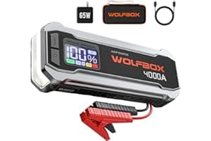 WOLFBOX MV24 4000A Jump Starter,12V Car Booster Pack with 65W Quick Charger,LED Display,24000mAh Portable Jump Starter Batter