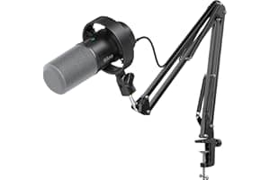 FIFINE K688 Podcast Microphone Kit, USB/XLR Dynamic Microphone with Boom Arm for PC/XLR Mixer, Gaming Mic with Mute Button, H