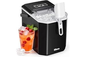 Silonn Ice Maker Countertop Machine with Handle, 26lbs in 24h, 9 Ice Cubes Ready in 6 Mins, Self-Cleaning Ice Makers with Bas