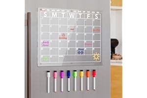 Neatsure Acrylic Magnetic Dry Erase Board Calendar for Fridge, Clear Monthly Planner Whiteboard for Refrigerator, w/ 8 Colors