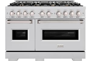 ZLINE 48 in. 6.7 cu. ft. Classic Double Oven Dual Fuel Range in Stainless Steel with 8 Brass Burners (CDR-BR-48)