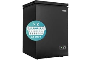 EUHOMY 3.5 Cu.Ft Chest Freezer with Removable Basket, Small Deep Freezer Adjustable 7 Thermostat, Quiet Mini Freezer Free-Sta