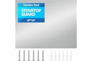 30" x 24" Thicken Heavy Range Hoods Stainless Steel Backsplash,Panel Splatter Guard for Stovetop,6 Pre Drilled Holes for Easy