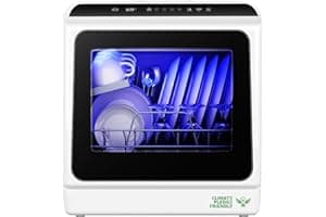 EUHOMY Countertop Dishwasher Portable with 6 Programs, 5L Built-in Water Tank for Apartments & RV, 167℉ High-Temp, No Hookup 