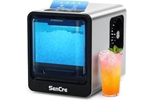 SenCre Nugget Ice Maker Countertop with Auto Water Refill, 42lbs/Day Stainless Steel Ice Machine with Pull-Out Drawer ＆ One-C