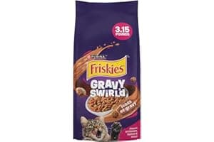 Purina Friskies Dry Cat Food Gravy Swirl'd With Flavors of Chicken, Salmon and Gravy - 3.15 lb. Bag