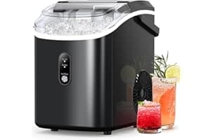 Kndko Nugget Ice Maker Countertop with Handle, Ready in 6 Mins, 35lbs Per Day, Pebble Ice Machine with Soft Chewable Ice, Sel