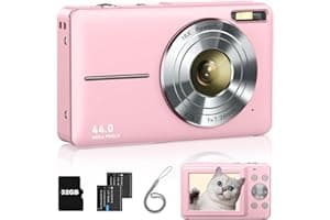 Digital Camera, FHD 1080P Point and Shoot Kids Camera, with 32GB Card, 2 Batteries, 16X Zoom Anti Shake Date Stamp, Compact P