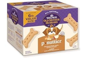 Old Mother Hubbard Wellness P-Nuttier Dog Biscuits, Natural, Training Treats, Peanut Butter Flavor, Large Size, (6 Pound Box)