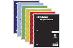 Oxford Spiral Notebook 6 Pack, 1 Subject, College Ruled Paper, 8 x 10-1/2 Inch, Color Assortment Design May Vary (65007)