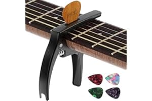 Guitar Capo,TANMUS 3in1 Zinc Metal Capo for Acoustic and Electric Guitars (with Pick Holder and 4Picks),Ukulele,Mandolin,Banj