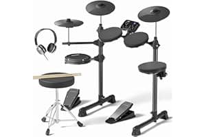 AODSK Electric Drum Set for Beginner Kids with 150 Sounds,4 Quiet Drum Pads,2 Pedal,Throne,Sticks,Electronic Drum with Headph