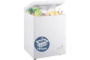 7.0 Cu Ft Chest Freezer - Energy Efficient & Quiet Mini Freezer with Adjustable Thermostat - Compact Deep Freezer for Home, A