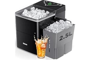 Silonn Countertop Ice Maker with Expanding Ice Basket, 9 Cubes in 6 Mins, 2.5L Ice Basket, Self-Cleaning Ice Maker with LED T