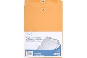 Mead Envelopes, 9" x 12", Clasp Closure, Brown Kraft All-Purpose 24-lb Paper Mailing Envelopes, 20 Count (76020)