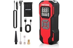 CRAFTSMAN Tire Inflator Portable Air Compressor, Cordless Mini Air Pump for Car Tires with Digital Tire Pressure Gauge, 6000m