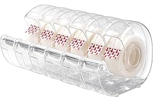 Amazon Basics Tape Dispenser with Refill Rolls - 3/4" x 650" (18 yds), 6 Pack, Matte Finish