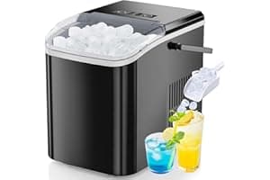 DUMOS Countertop Ice Maker with Handle, 26lbs/24H Portable Ice Machine, 9 Bullet Cubes Ready in 6 Mins, Self-Cleaning, Quiet 