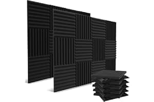 audiosoul 52 Pack Acoustic Panels 1 X 12 X 12 Inches - Acoustic Foam - High Density- Soundproof Studio Wedges - Charcoal
