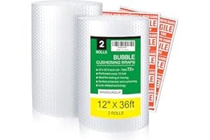 wanguagua 2 Pack 12 Inch x 72 ft Total Bubble Packing Wrap for Moving Boxes Shipping Cushioning Supplies Perforated Every 12”