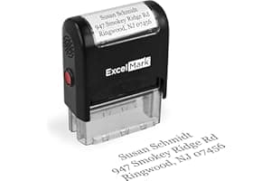 ExcelMark Custom Stamp – Clear & Crisp Impressions – Personalized Self-Inking Rubber Stamp – Use for Address Stamp and More (