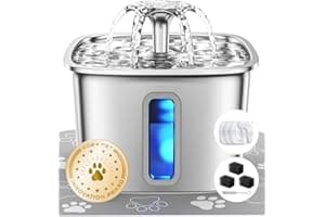 Veken Innovation Award Winner Stainless Steel Cat Water Fountain, 108oz/3.2L Automatic Pet Fountain Dog Water Dispenser with 
