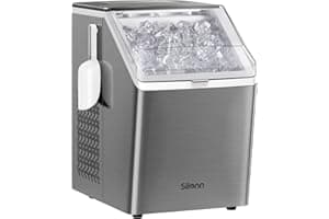 Silonn Ice Makers Countertop, 44lbs Per Day, 2 Ways to Add Water, Auto Self-Cleaning, Stainless Steel Ice Machine for Home Of