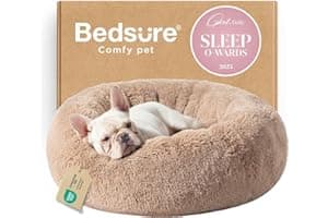 Bedsure Calming Dog Bed Medium Size Dog - Donut Washable Medium Pet Bed, 30 inches Anti-Slip Round Fluffy Plush Faux Fur Cat 