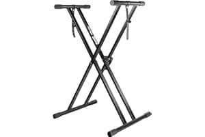 RockJam Xfinity Heavy-Duty, Double-X, Pre-Assembled, Infinitely Adjustable Piano Keyboard Stand with Locking Straps