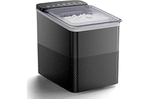 Countertop Ice Maker, 9 Bullet Ice in Just 6 Mins, 27 lbs Daily Output, Ice Machine with Ice Scoop and Basket, 2 Ice Sizes, S