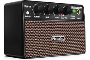 Flatsons FBA-10 Guitar Amp, 10W Mini Electric Guitar Amplifier with Clean/Drive Channel, 6H Working, USB-C Rechargeable, 3.5m
