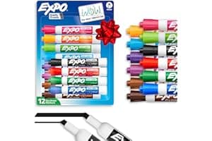 EXPO Dry Erase Markers, Low Odor Ink, Assorted Colors, Chisel Tip, 12 Count - Whiteboard, Calendar, Organization, Essential S