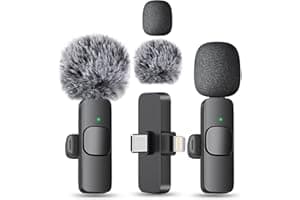 MAYBESTA Wireless Mini Microphone for iPhone, Android Phone - Bluetooth Lavalier Lapel Mic for Audio Video Recording - Clip o