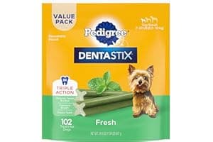 Pedigree Dentastix Small and Toy Breed Dog Treats, Fresh Flavor, 1.54 lb. Bag (102 Treats)