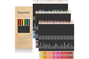 Soucolor Lápices de Colores de 72 Colores para Libros de Colorear para Adultos, Suministros de Regreso a Clases, Lápices de Dibujo para Artistas de Núcleo Suave
