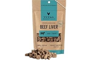 Vital Essentials Single Ingredient Beef Liver Dog Treats, 2.1 oz | Freeze-Dried Raw | Premium Quality High Protein Training T