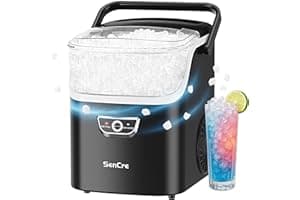 SenCre Nugget Ice Maker Countertop with Handle, Ready in 5 Mins, 40lbs/Day Soft Sonic Ice, Auto-Cleaning Portable Ice Machine
