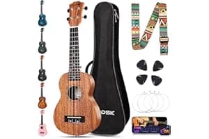 AODSK Soprano Ukulele for Beginner 21 Inch Ukelele with Gig Bag Strap Nylon String 4 Picks Holiday Gift